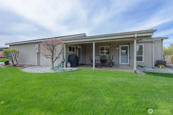 Rear lawn and patio.