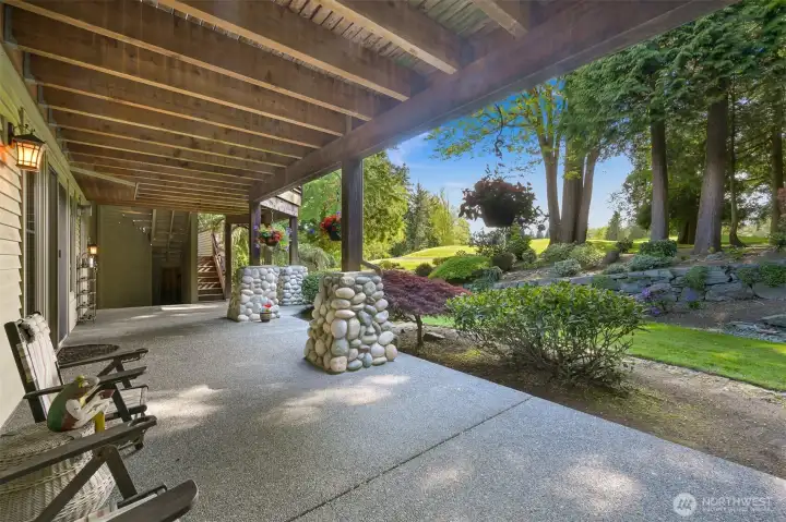 Covered patio off the lower family room.