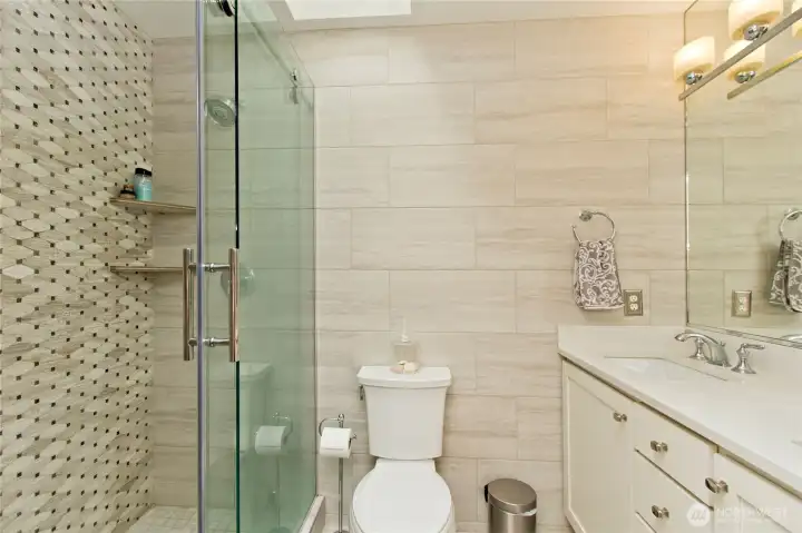 The primary bath features a WEDI shower system and is completely waterproof and mold proof!