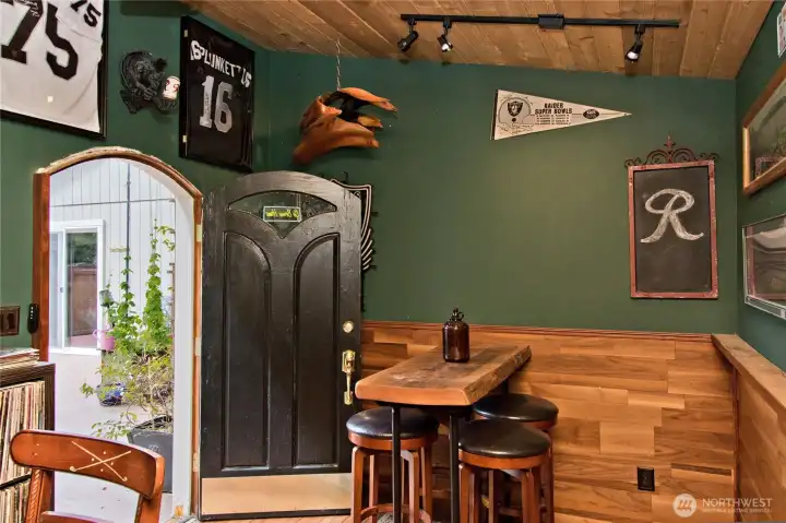 Back wall of the Home bar which would also be an excellent craft space, studio or shop!