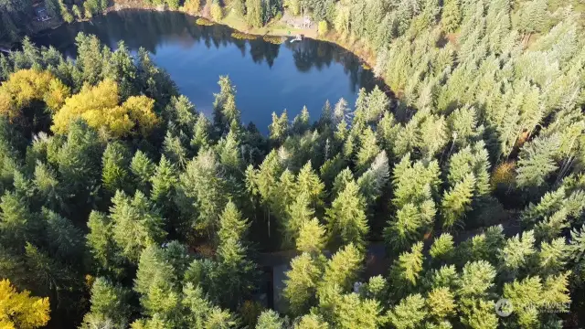 AERIAL SHOT OF THE LAKE