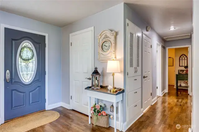 Entryway flows to main living area.