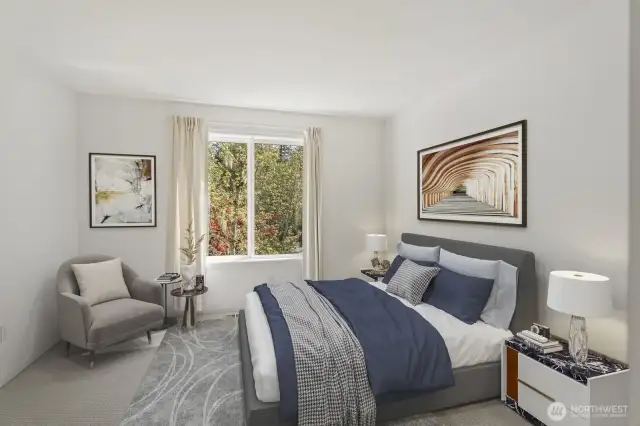 Bedroom #3 upstairs. (virtually staged)