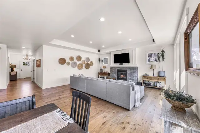 Living room open to kitchen and dining room