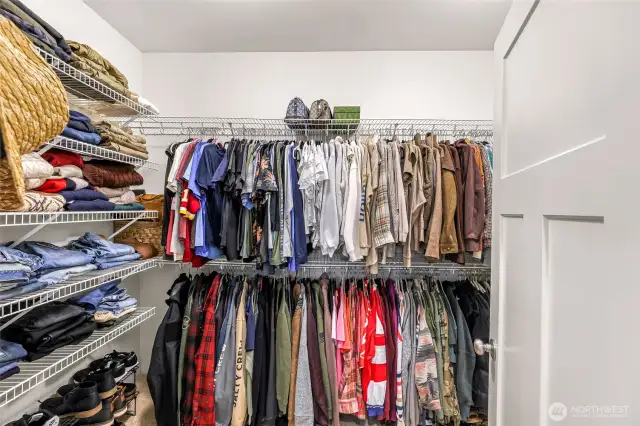 Large walk in primary closet