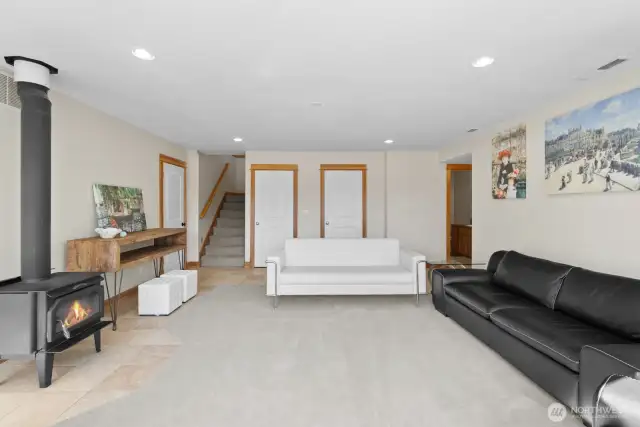 downstairs
