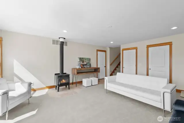 downstairs