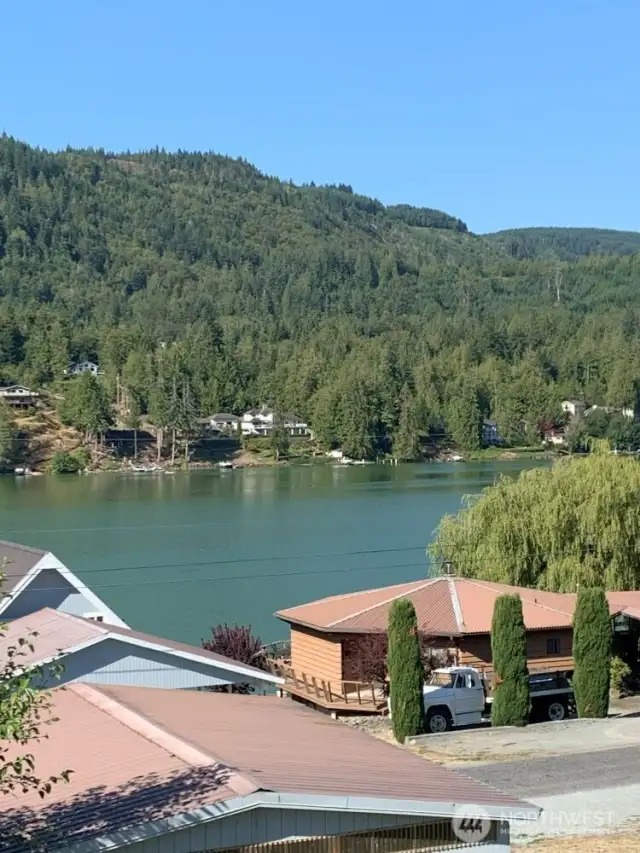 Lake views off large entertaining deck off the sunroom