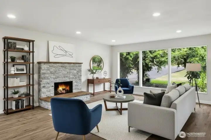 Living room virtually staged.