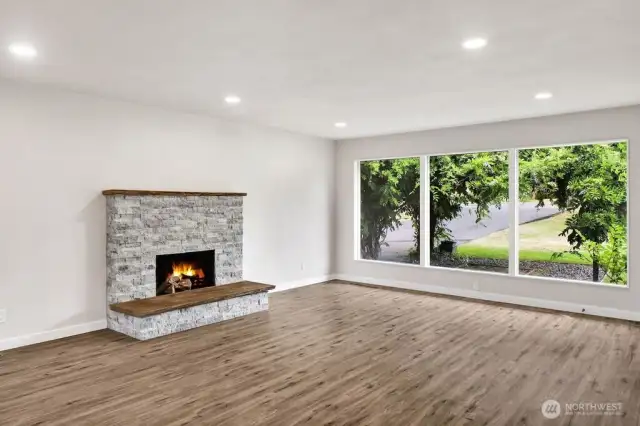 New fireplace surround.