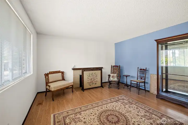 Formal dining or living room with fireplace