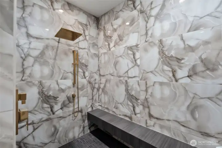 & huge custom walk-in shower!