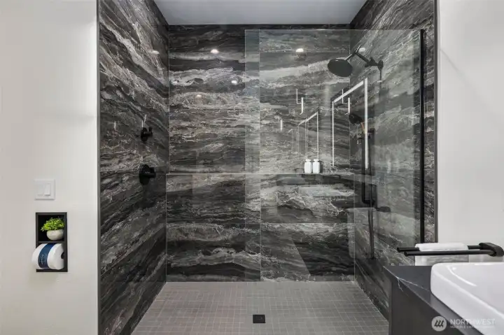 Huge custom walk-in shower.