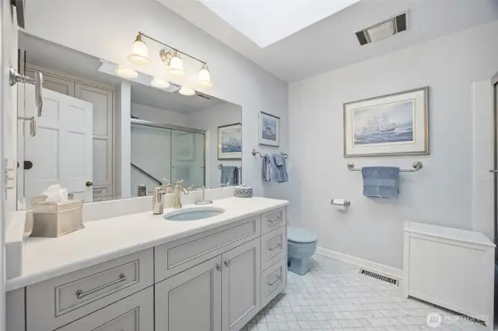 Main bath with skylight updated in 2018
