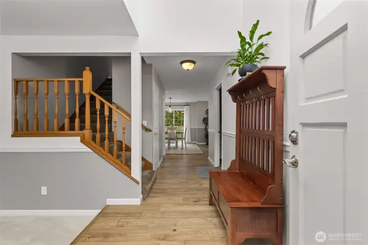 Light-filled entry way with fresh paint