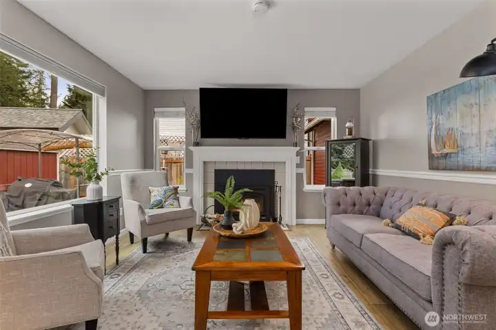 Family room with gas fireplace