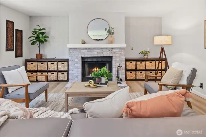 Family Room with Wood Burning Fireplace