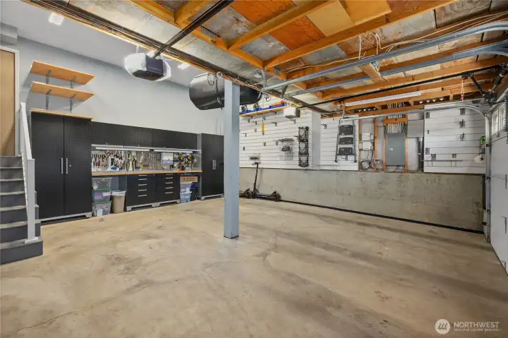 Oversized Garage with Built-Ins & Overhead Storage