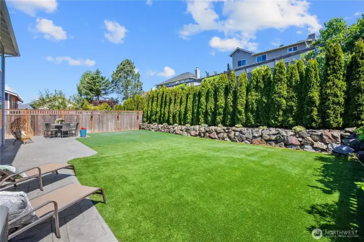 Fully Fenced Backyard  with Low Maintenance Turf