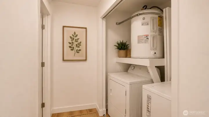 Virtually Staged Laundry in the hallway