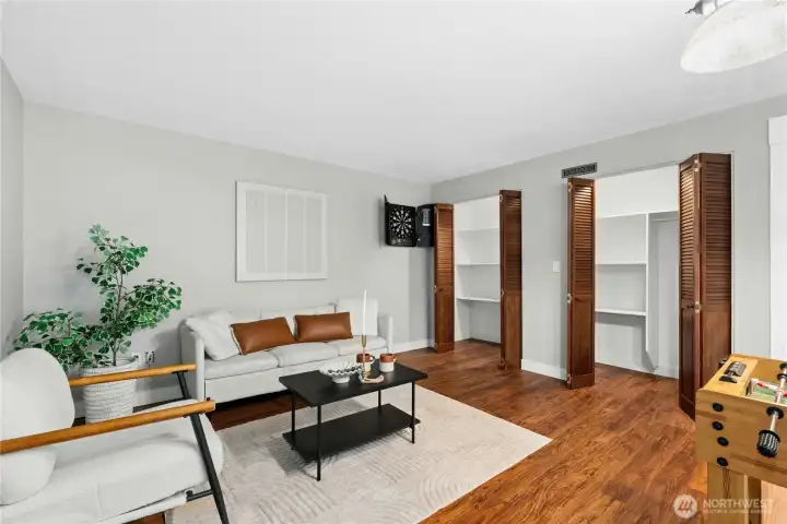 Expansive lower-level family room with endless possibilities. Expansive lower-level family room with endless possibilities.