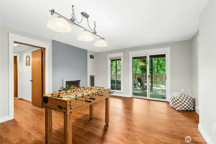 Large recreation space ready for movie nights, games, or entertaining. Large recreation space ready for movie nights, games, or entertaining.