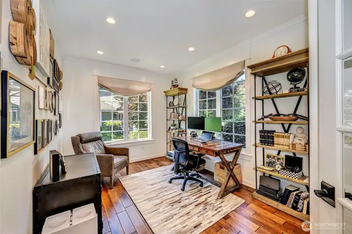 Handsome office on the main floor will be a joy to work from. Handsome office on the main floor will be a joy to work from.