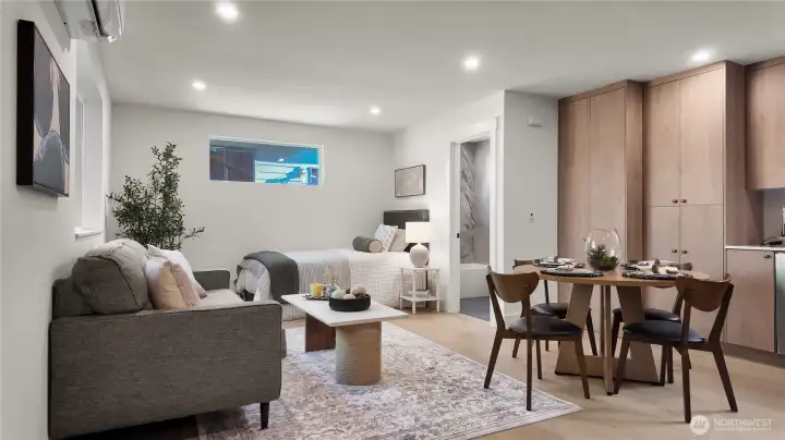 The ADU has a separate entrance, kitchen, bathroom and is ready for a stacked washer/dryer The ADU has a separate entrance, kitchen, bathroom and is ready for a stacked washer/dryer