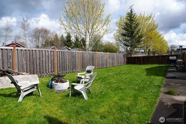 Backyard has room for a firepit.