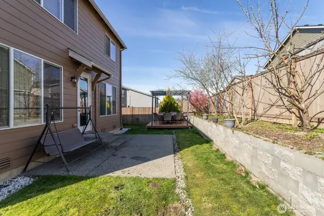 Private Backyard with several fruit trees