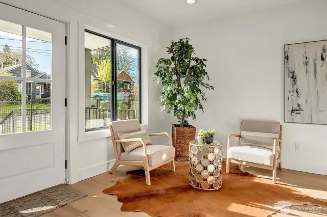 Sunlit entry and sitting area