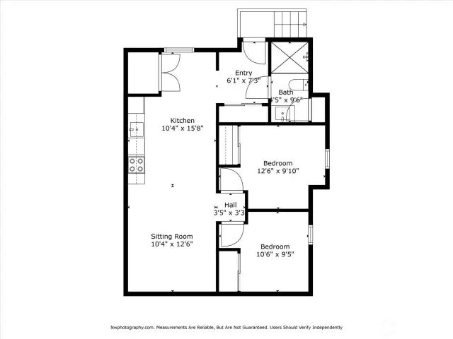 Legal ADU Floor Plan - 2BED/1BA/KIT./LAUNDRY
