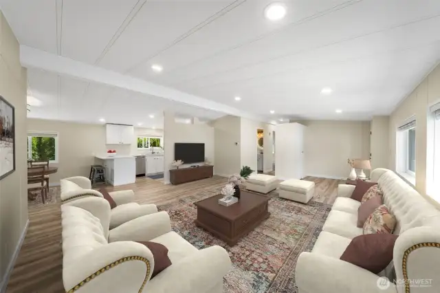 Living room to kitchen  Virtually Staged