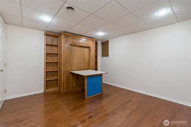 Murphy bed with table out.