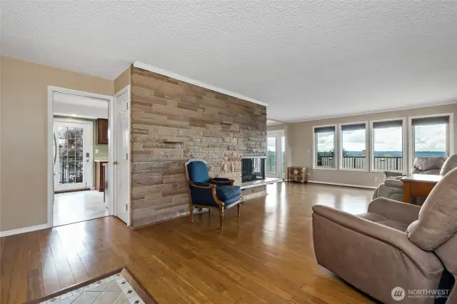 Living room overlooks the Sound.