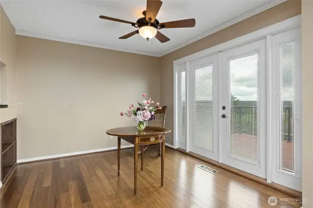Dining room leads onto the deck. Perfect for summer suppers.