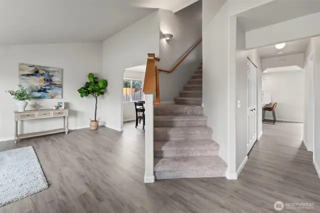 Let's head up stairs! Don't forget the hall coat closet!