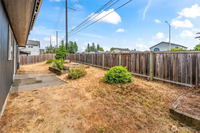 Fully fenced yard