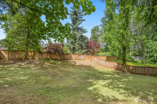 The fenced off area to the northeast belongs to the property. There is a drainage pond there so the owner leaves it open so the city can maintain it.