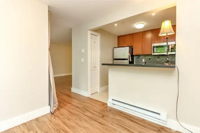 Two bistro chairs would be a perfect addition to this breakfast bar.