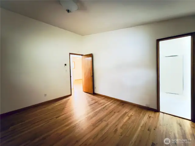 Primary with ensuite, hardwood floors, vaulted ceilings, one level floor plan