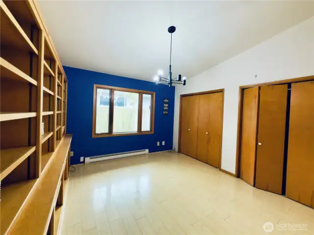 Dining room built-ins, vaulted ceiling, storage throughout home