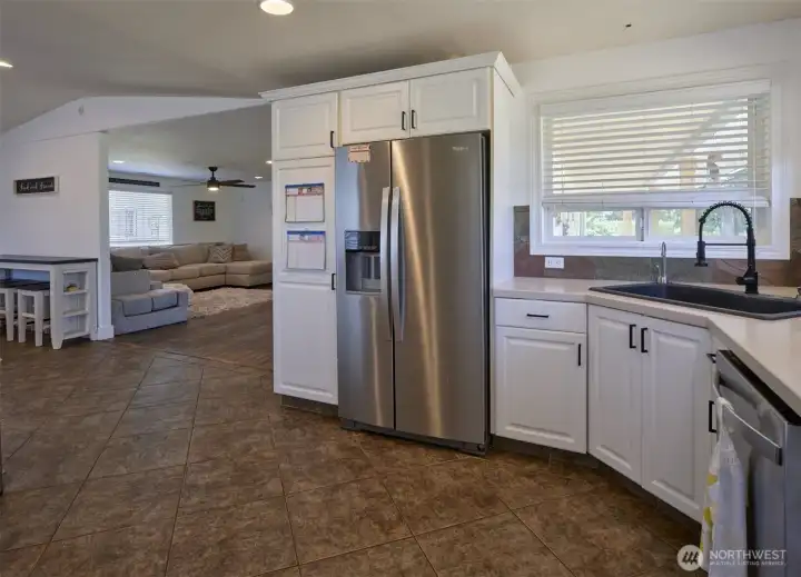 Kitchen flows from the Family room