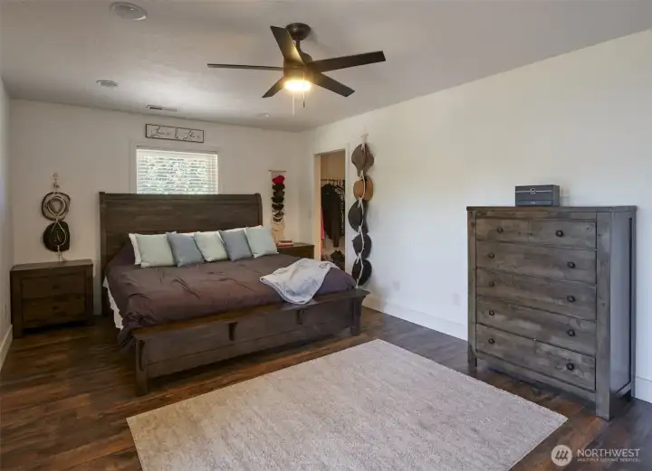 Primary bedroom with walk in closet