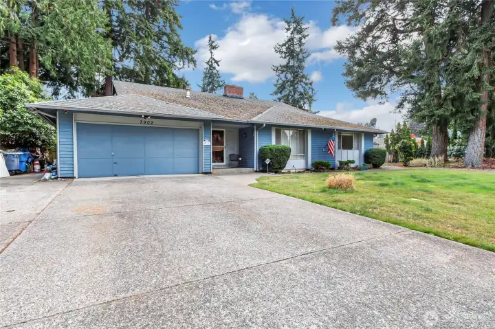 Level lot with plenty of off street parking and two car garage