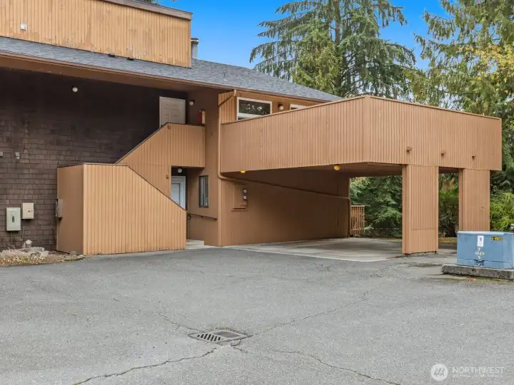 Assigned parking is the right side of the carport.