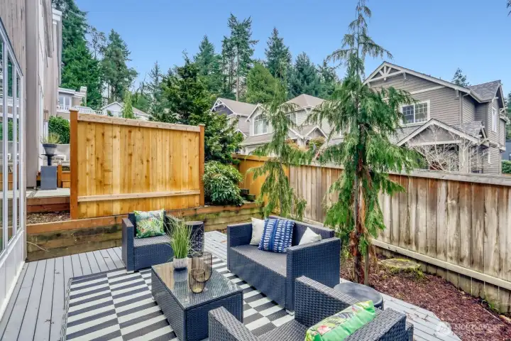 Private deck with room for outdoor furniture.