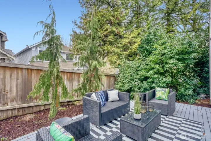 Cozy backyard that's maintenance free.