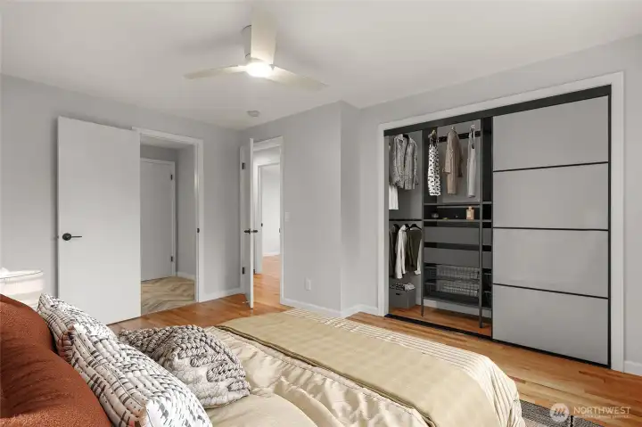 Primary bedroom with direct access to updated ensuite bath