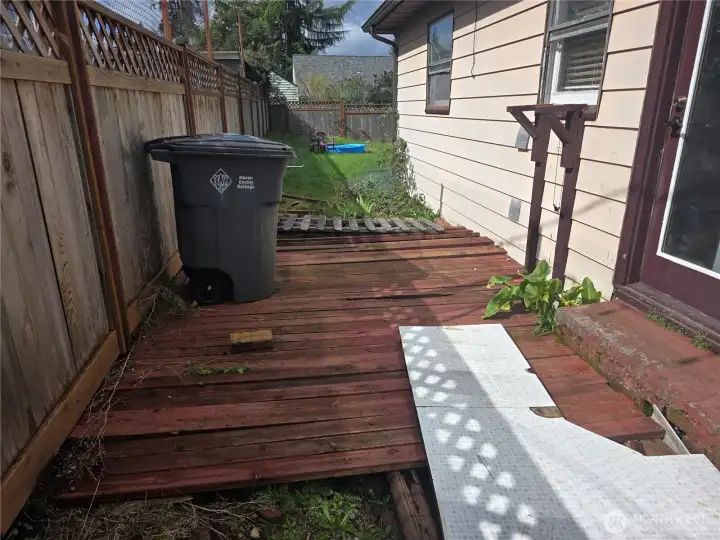 Deck over concrete slab under repair